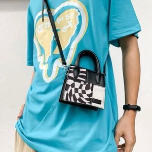 square men's bag with double handle geometric print